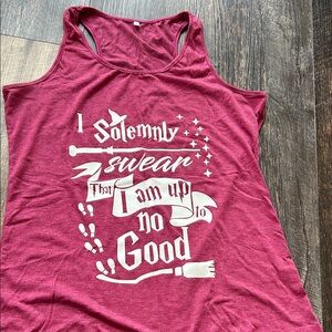Women's Burgundy Graphic Tank Top to wear to Universal Studios Harry Potter